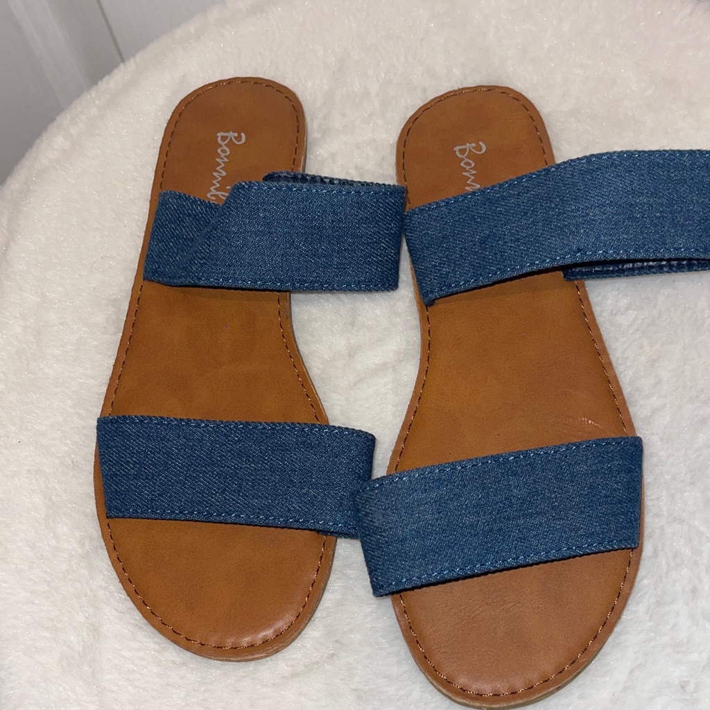 Bonnible Denim Blue And Tan Women's Sandals